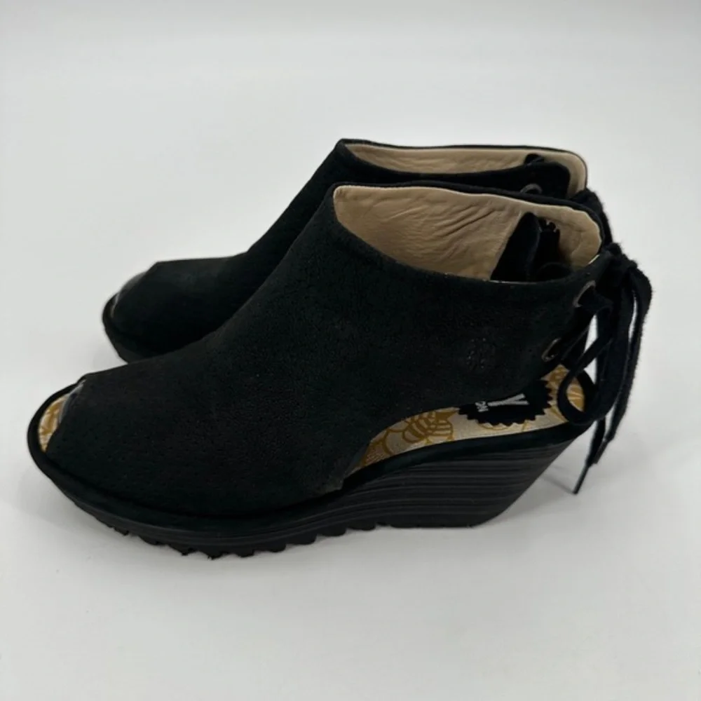 Black Peep Toe Platform Ankle Booties